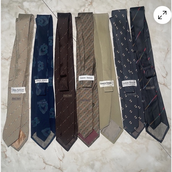 LOT of 7 Vintage Giorgio Armani Men's Silk Neck Ties 3 inch width Made in Italy - Picture 2 of 2